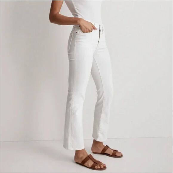 NEW Madewell Kick Out Crop Jeans in pure white, 24 - Picture 2 of 16